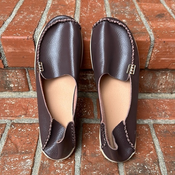 Women's Slip-Ons Comfort Twee Shoes Square Toe Casual Leather Loafer Size 40.5 - Picture 5 of 7